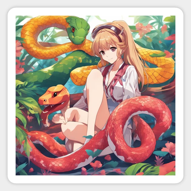 adventure snake red Sticker by animegirlnft
